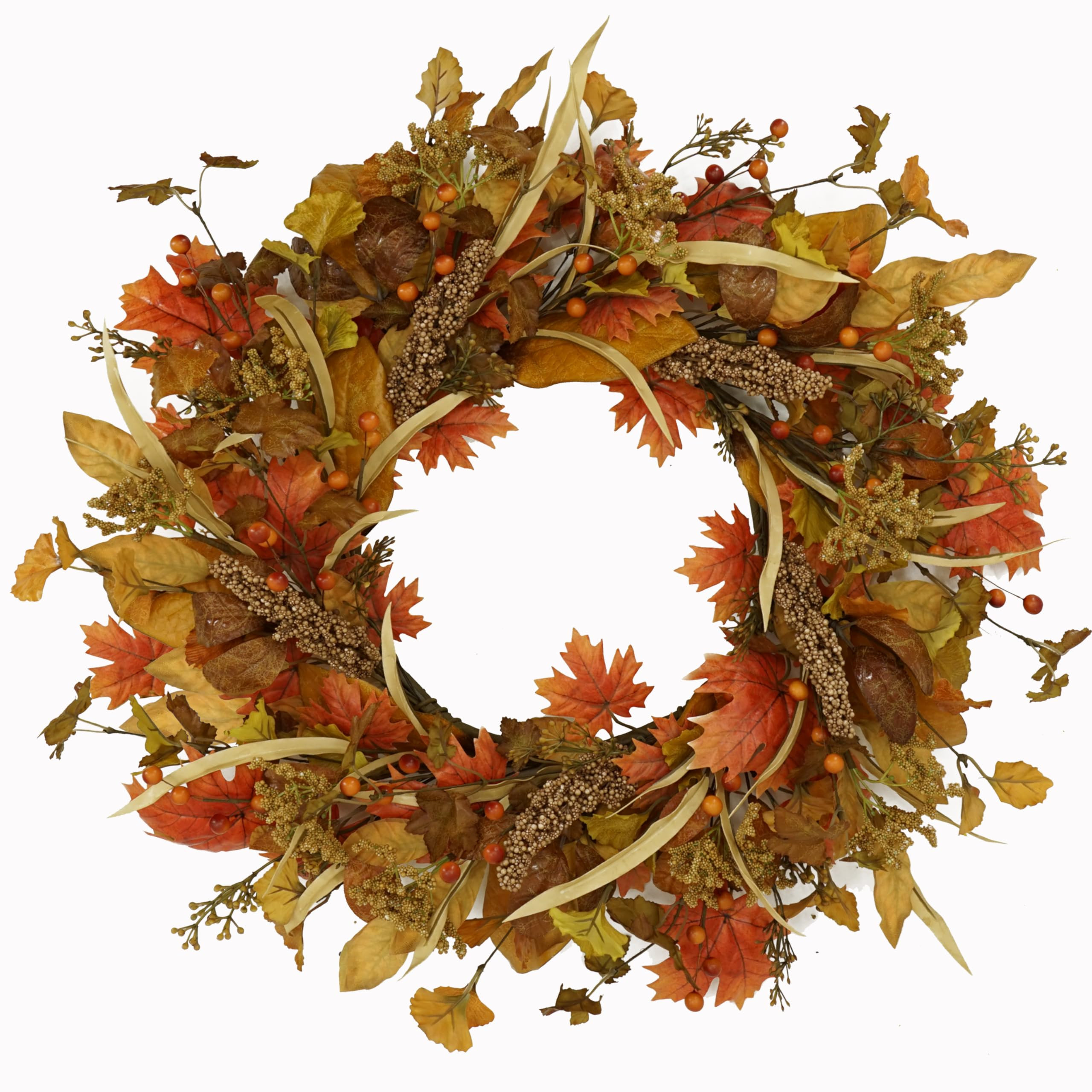 Artificial Fall Wreaths for Front Door Autumn Door Wreath with Maple Leaves,Berry for Front Door Indoor Outdoor Farmhouse Home Wall Window Festival Wedding Decor | Amazon (US)