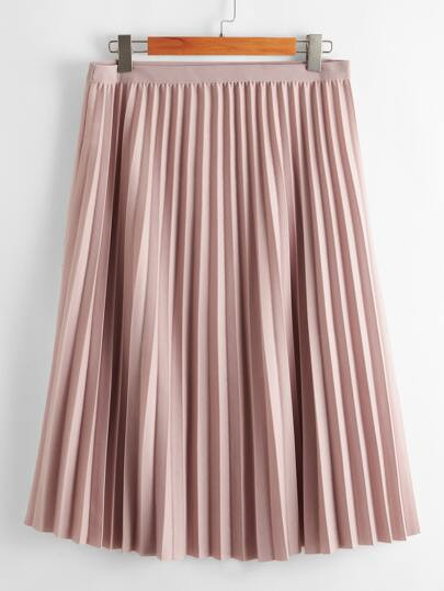 Plus Solid Midi Pleated Skirt | SHEIN
