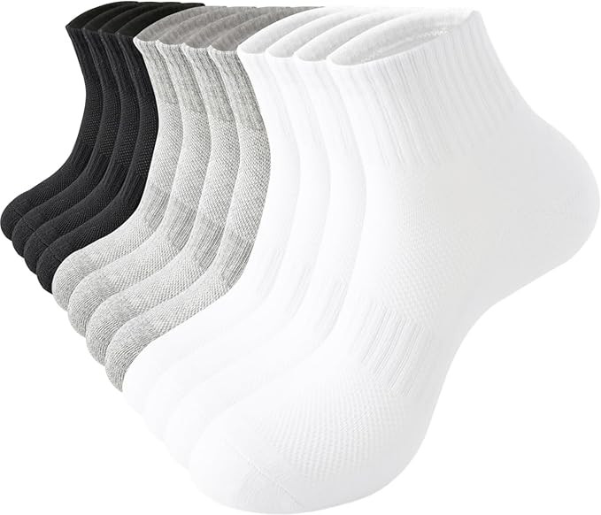 Womens Ankle Socks Cotton Mini Crew Socks Cushioned Running Gym Workout Socks for Women 6 Pairs | Amazon (US)
