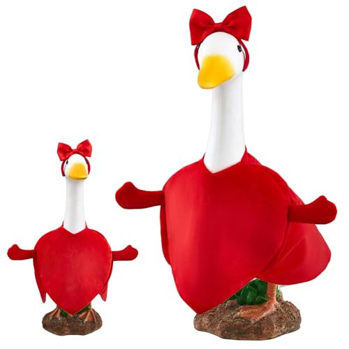 Yeyeplum Valentine's Day Goose Outfits Heart Goose Costume Bow Headband Porch Goose Outfits Porch Goose Clothes Cute Love Yard Lawn Goose Clothing for 23'' Cement Goose Outdoor Decoration | Amazon (US)