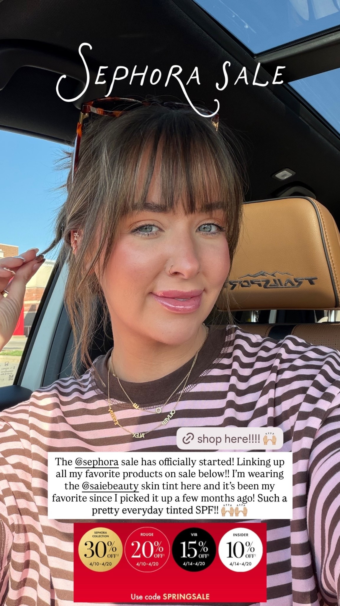 The @sephora sale has officially started! Linking up all my favorite products on sale below!! I’m wearing the @saiebeauty skin tint here and it’s been my favorite since I picked it up a few months ago! Such a pretty everyday tinted SPF!! 🙌🏼🙌🏼