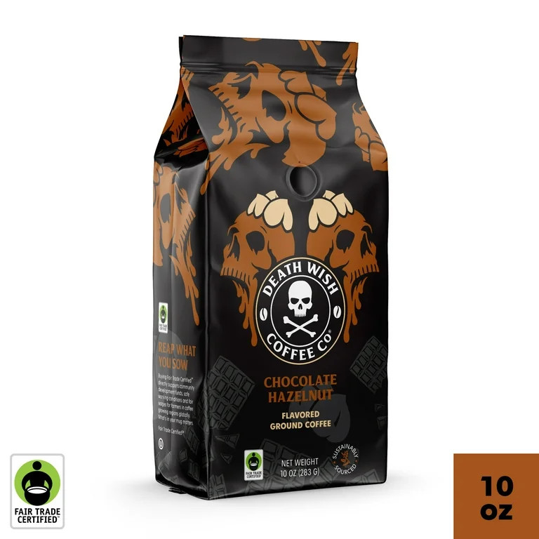 Death Wish Coffee, Fair Trade, Chocolate Hazelnut, Ground Coffee, 10oz | Walmart (US)