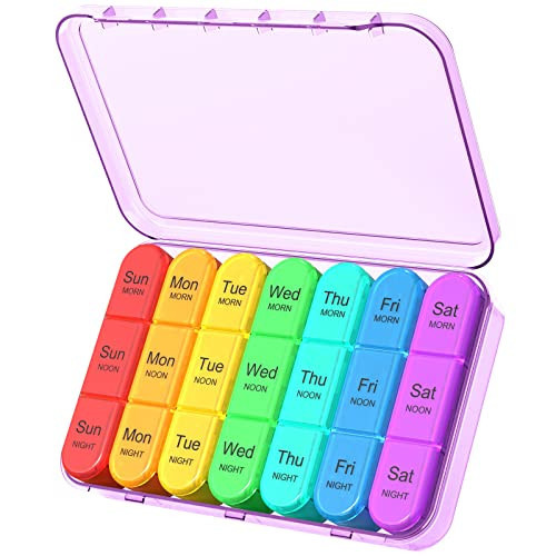 Daviky Weekly Pill Organizer 3 Times a Day, Travel Pill Organizer 3X a Day, Pill Box 7 Day, Daily Pill Box Organizer, Pill Cases Organizers 7 Day, Medicine Organizer to Hold Vitamins and Medication | Amazon (US)