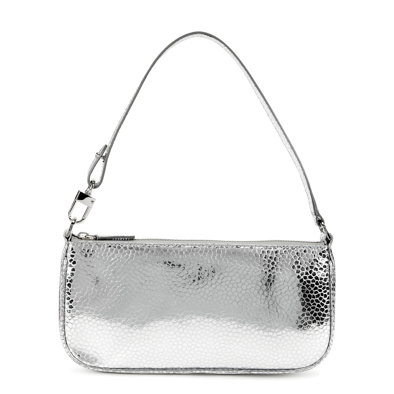 BY Far Rachel Metallic Leather Shoulder Bag - Silver | Harvey Nichols (Global)