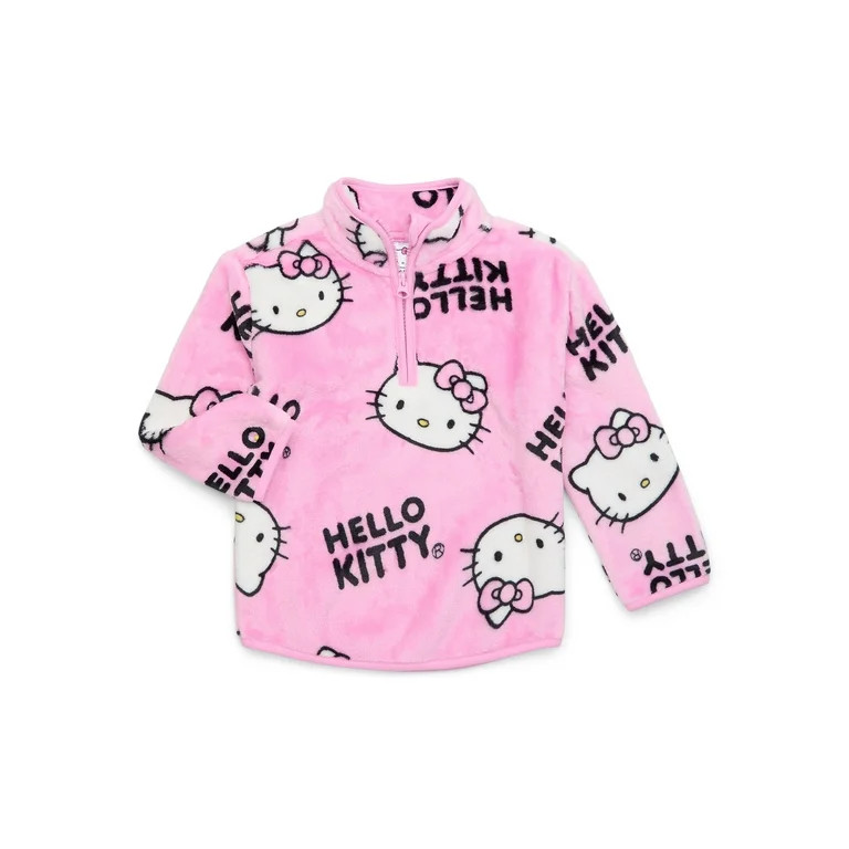 Hello Kitty Toddler Girls Quarter Zip Plush Pullover, Sizes 2T-5T | Walmart (US)