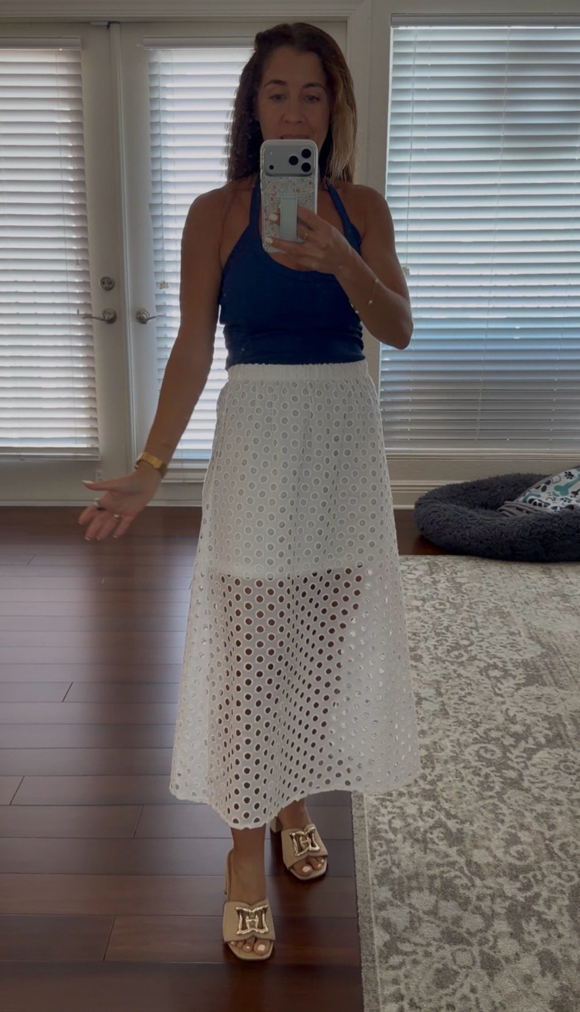 This entire look is Amazon 🤍 You'd never guess the price! The eyelet midi skirt is giving effortless coastal chic, and the halter tank is a wardrobe staple you'll wear on repeat. 

Skirt petite friendly. Wearing XS in both

#AmazonFashion #LTKStyle #AmazonFinds