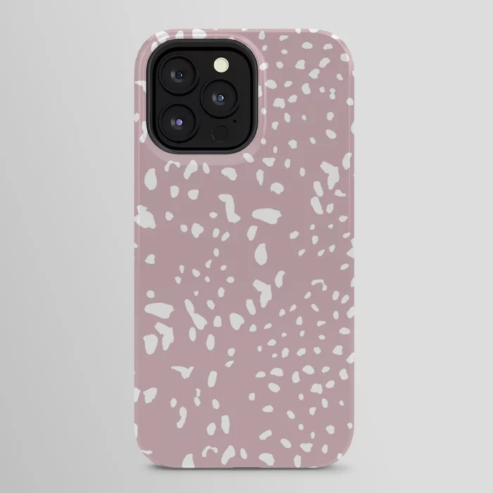 Wild spots cheetah dots boho animal print design white spots on soft pink blush iPhone Case | Society6