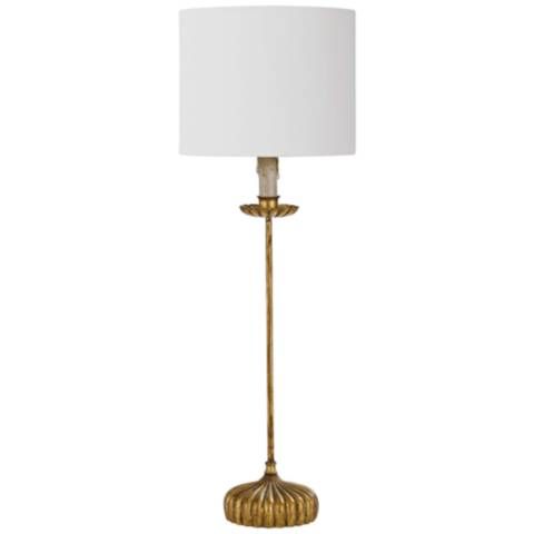 Clove Stem Gold Stem Buffet Table Lamp with Linen Shade - #37J01 | Lamps Plus | Lamps Plus