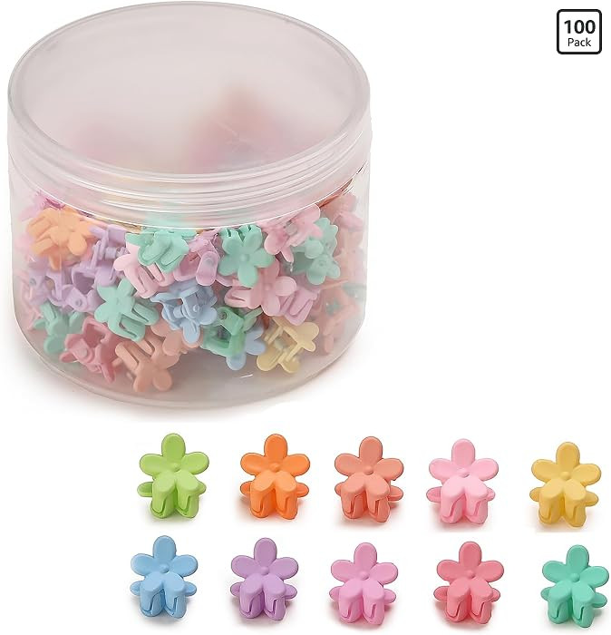 Mini Flower Hair Clips 100Pcs, Small Hair Clips Mini Claw Clips Tiny Matte Jaw Clips Hair Pins Ba... | Amazon (US)