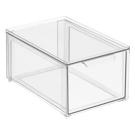 mDesign Plastic Stackable Closet Storage with Pull Out Bin Organizer Drawer for Cabinet Desk Shelf C | Walmart (US)