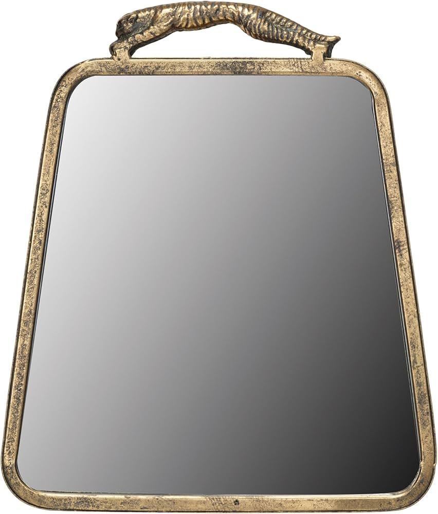 Creative Co-Op Antique Metal Wall Mirror with Leopard Handle, Gold | Amazon (US)