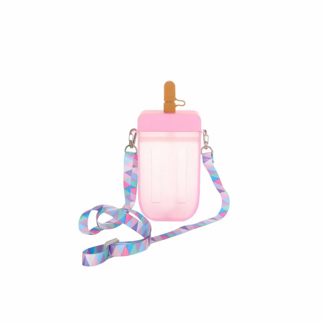 10 Oz (300ML)Cute Water Bottles with Straws, Creative Kawaii Popsicle Cups, Leakproof Plastic Pop... | Amazon (US)