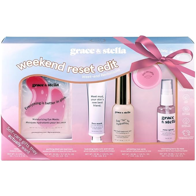 grace & stella Weekend Reset Gift Set for Women - Christmas Gifts for Mom with Eye Masks, Hyaluro... | Amazon (US)