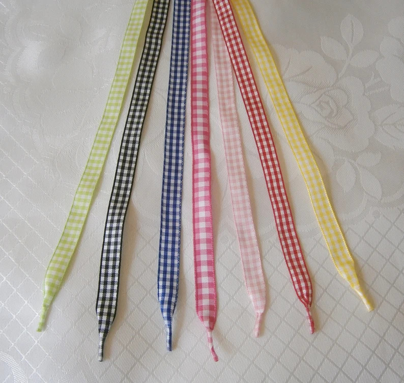 Gingham Check Ribbon Laces - Trainers, Boots, Shoes - Adults, Children, Infants - 3/8"  (10mm) wi... | Etsy (Global)