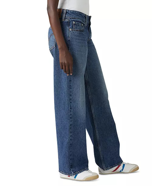 Women's Super-Low Double-Button Relaxed-Fit Denim Jean | Macy's