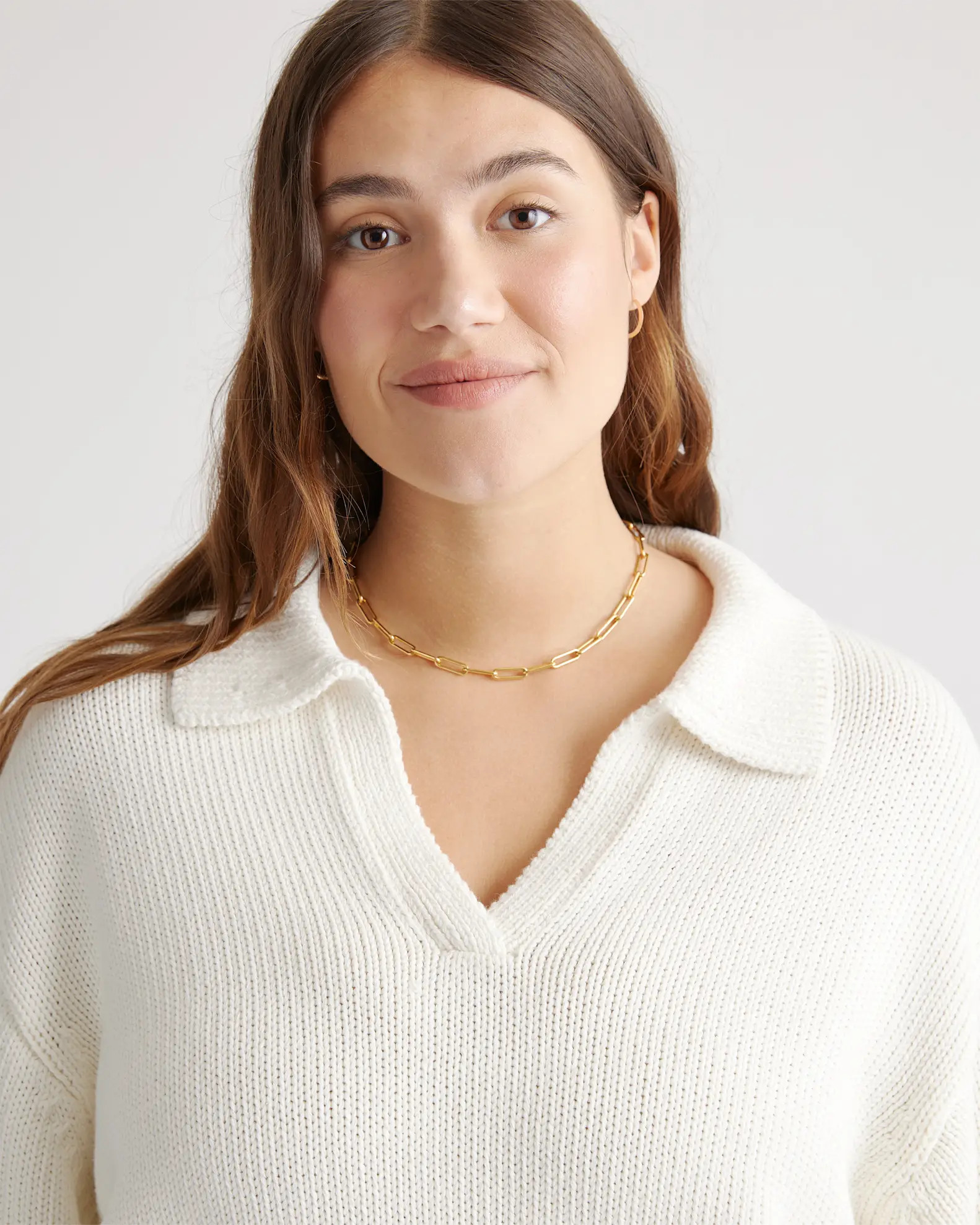 100% Organic Cropped Cotton Polo Sweater | Quince