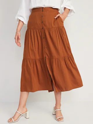 Tiered Button-Front Maxi Skirt for Women | Old Navy (US)