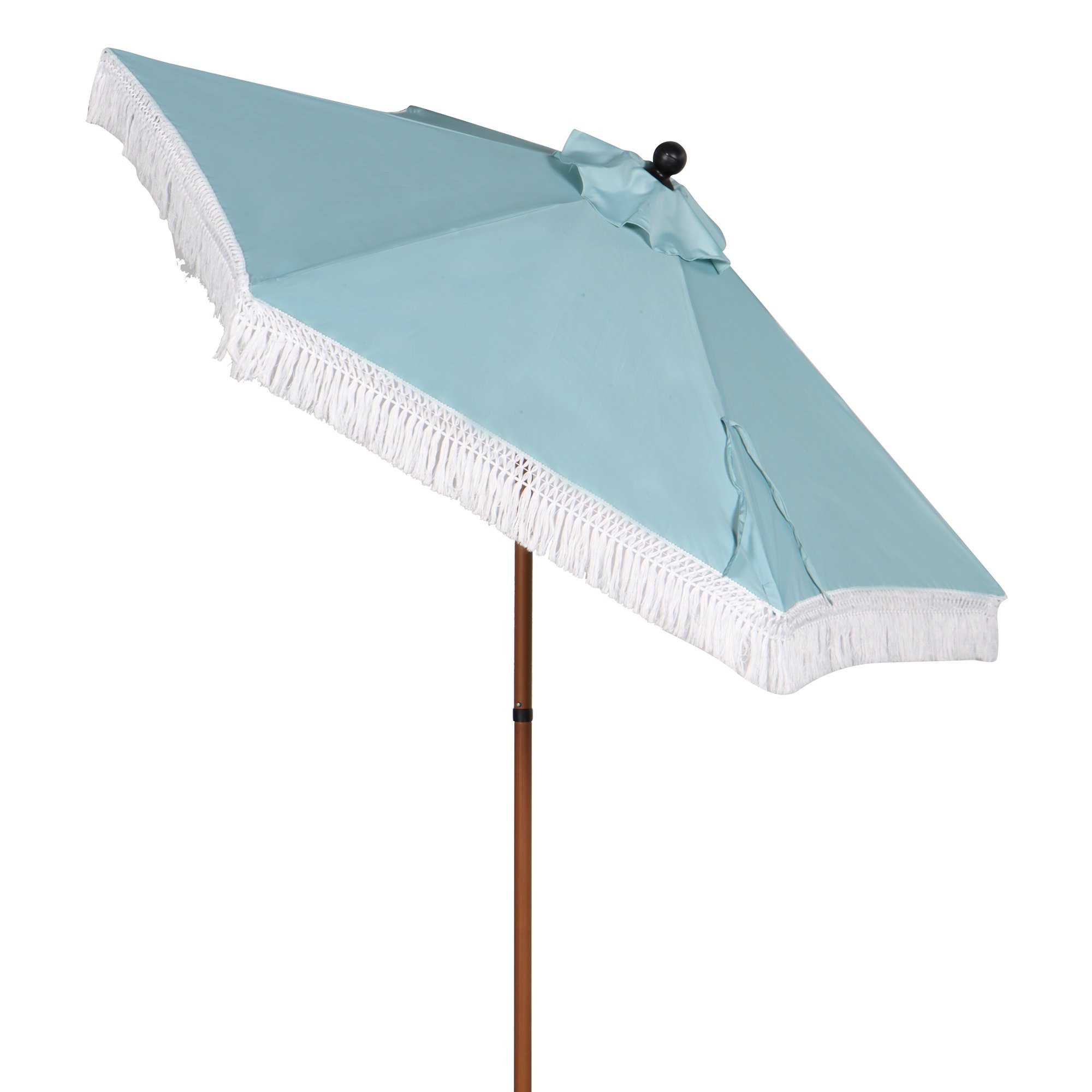 Better Homes & Gardens Ventura 7.5’ Fringe Push-Up & Tilt Patio Umbrella, Turquoise | Walmart (US)