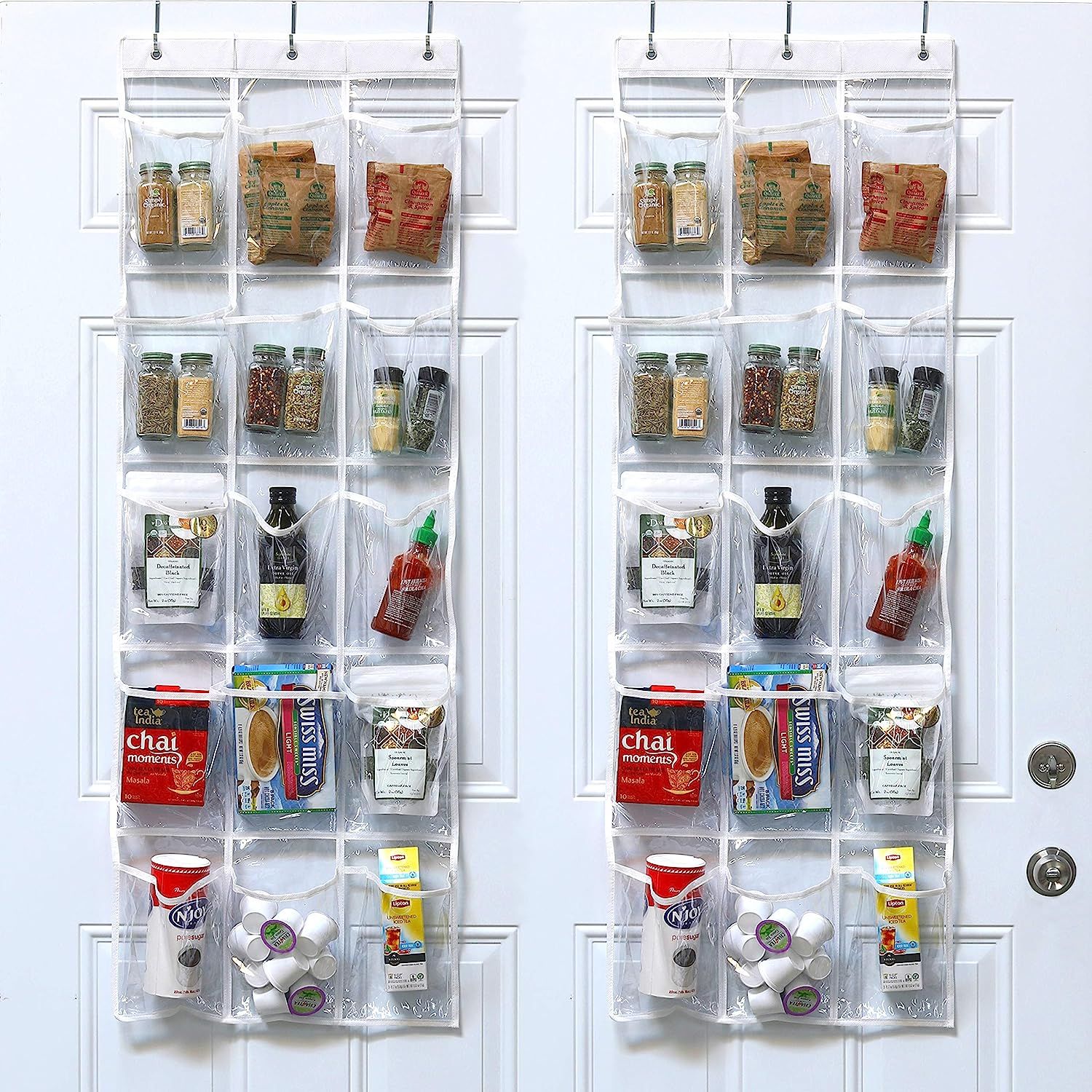 2 Pack - SimpleHouseware Crystal Clear Over The Door Hanging Pantry Organizer (52" x 18") | Amazon (US)
