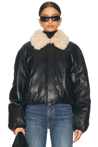 STAND STUDIO Fran Faux Leather Jacket in Black | FWRD 