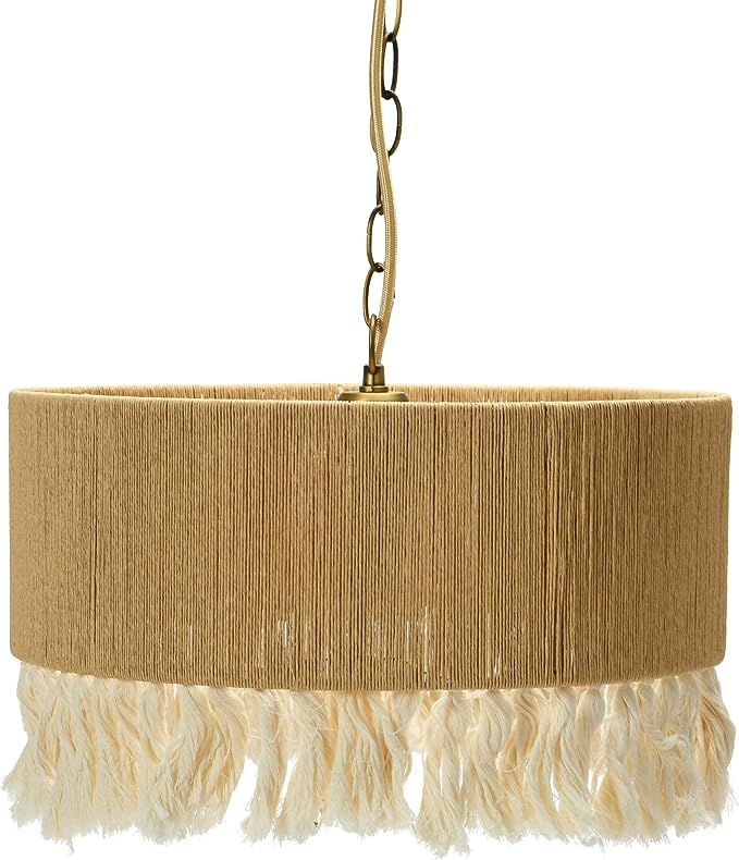 Creative Co-Op EC0906 Coastal Lamp with Natural Paper Rope Shade, Fringe Detail and Iron Base Pen... | Amazon (US)