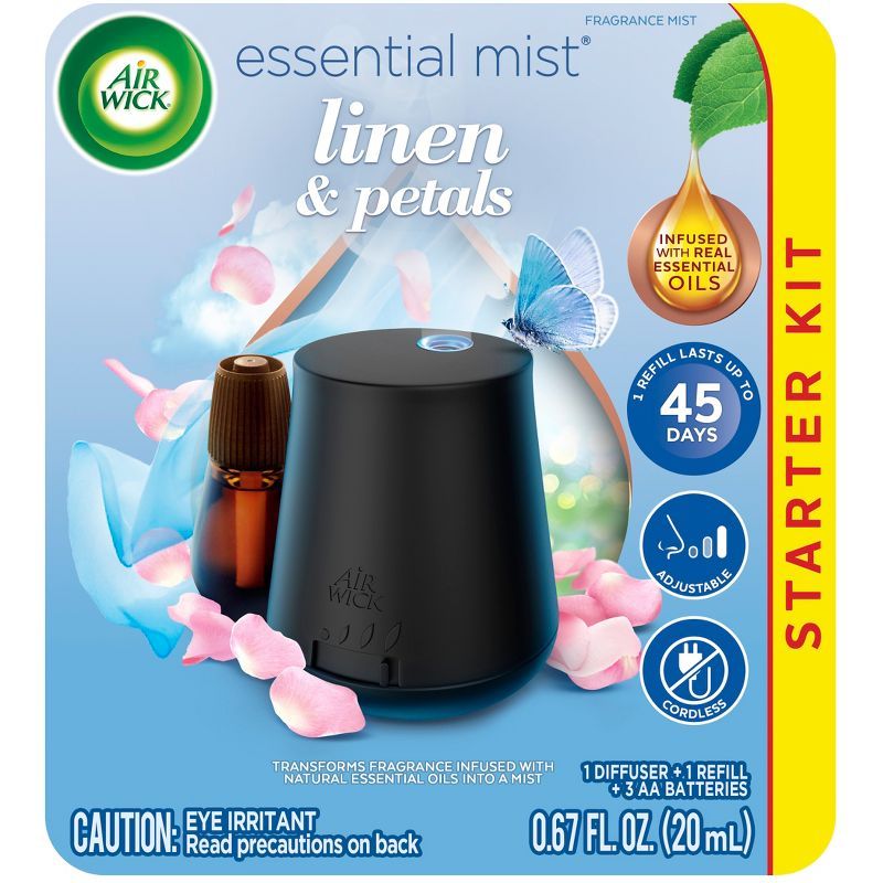 Air Wick Essential Mist Diffuser Kit - Linen & Petals - 0.67 fl oz/2ct | Target