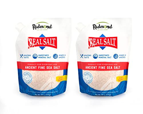 Redmond Real Salt - Ancient Fine Sea Salt, Unrefined Mineral Salt, 26 Ounce Pouch (2 Pack) | Amazon (US)