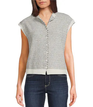 Things Between Stripe Button-Front Sweater Vest - S | Dillard's
