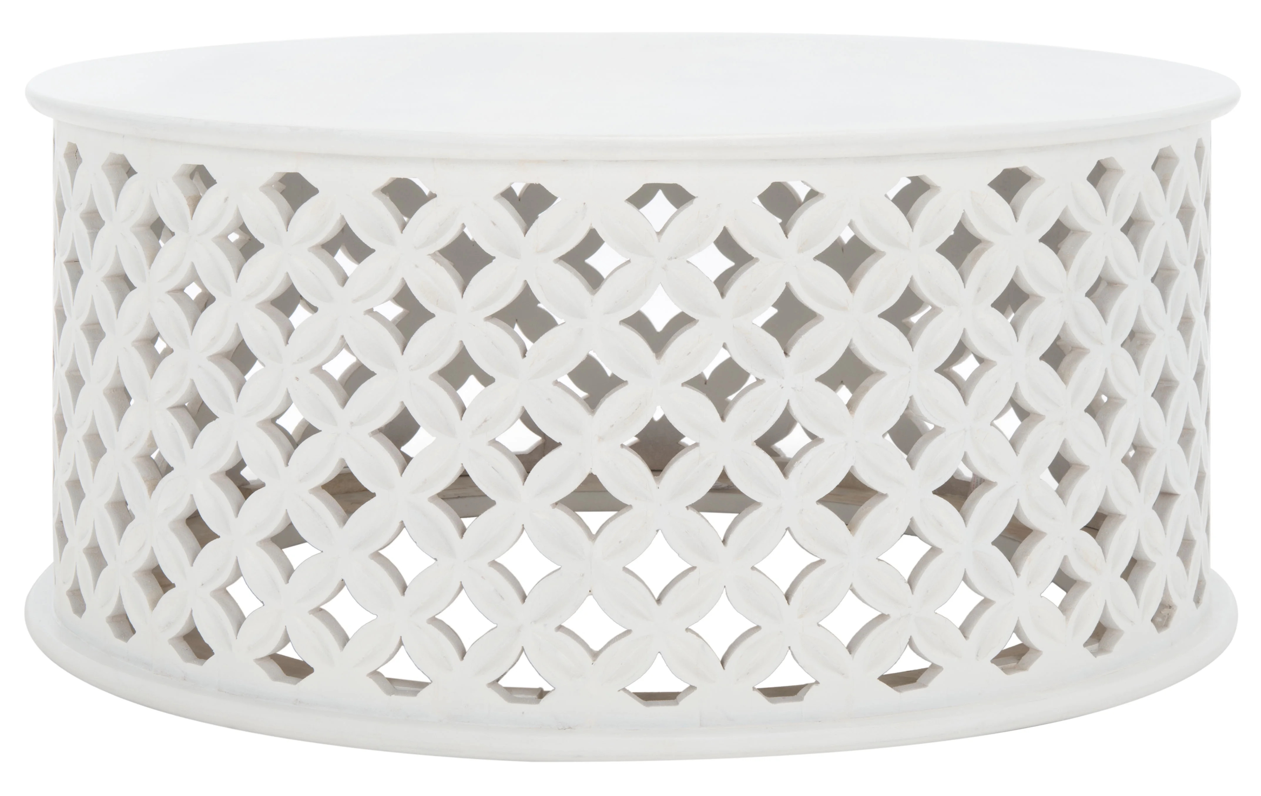 SAFAVIEH Kaydix Rustic Round Coffee Table, White Wash | Walmart (US)