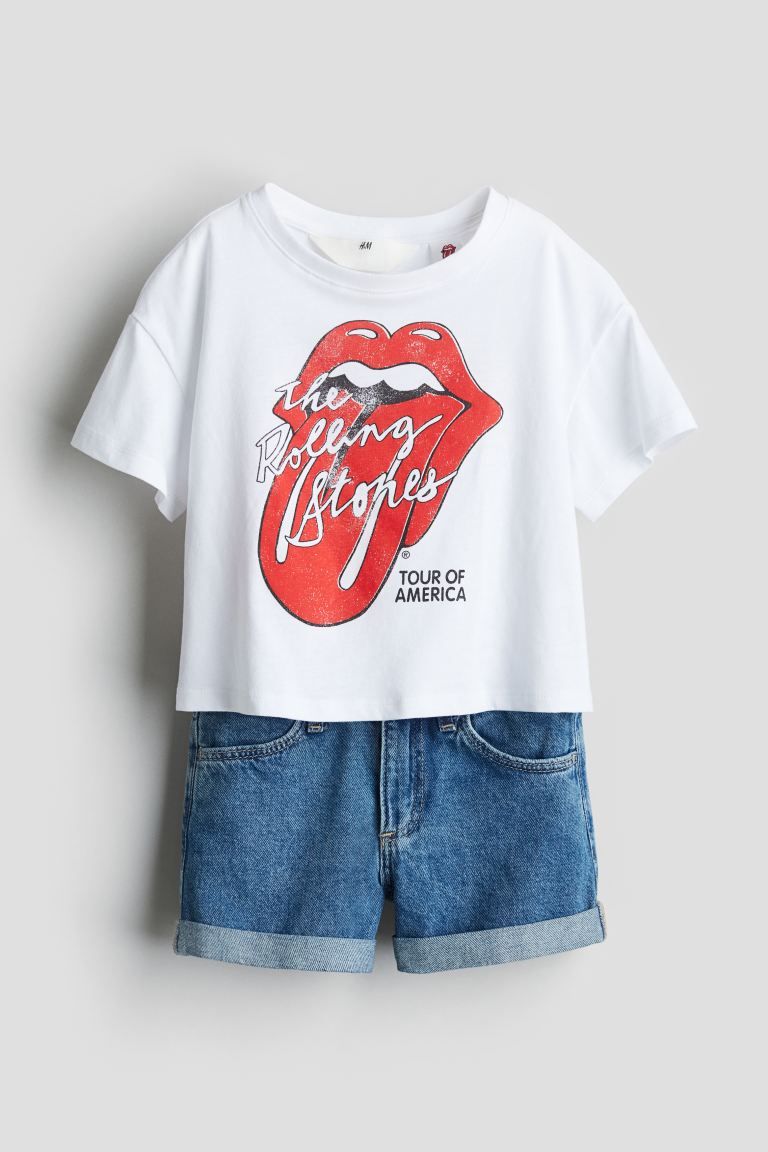 2-piece Printed Set - White/The Rolling Stones - Kids | H&M US | H&M (US + CA)