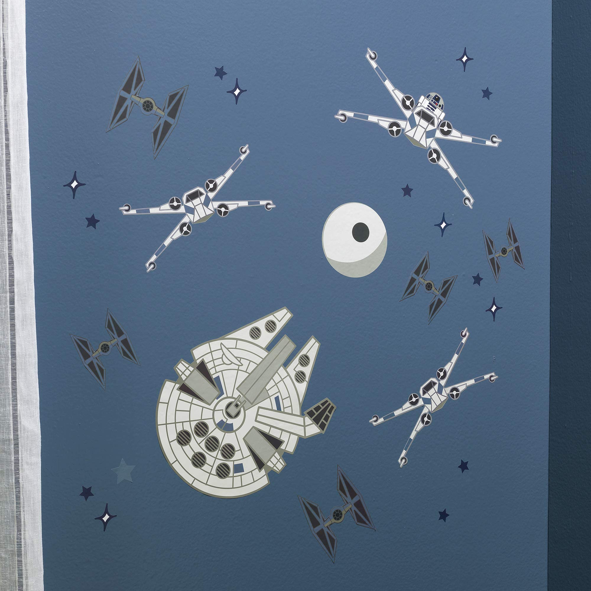 Lambs & Ivy Star Wars Squadron X-Wing/Tie Fighter/Millennium Falcon Wall Decals | Amazon (US)