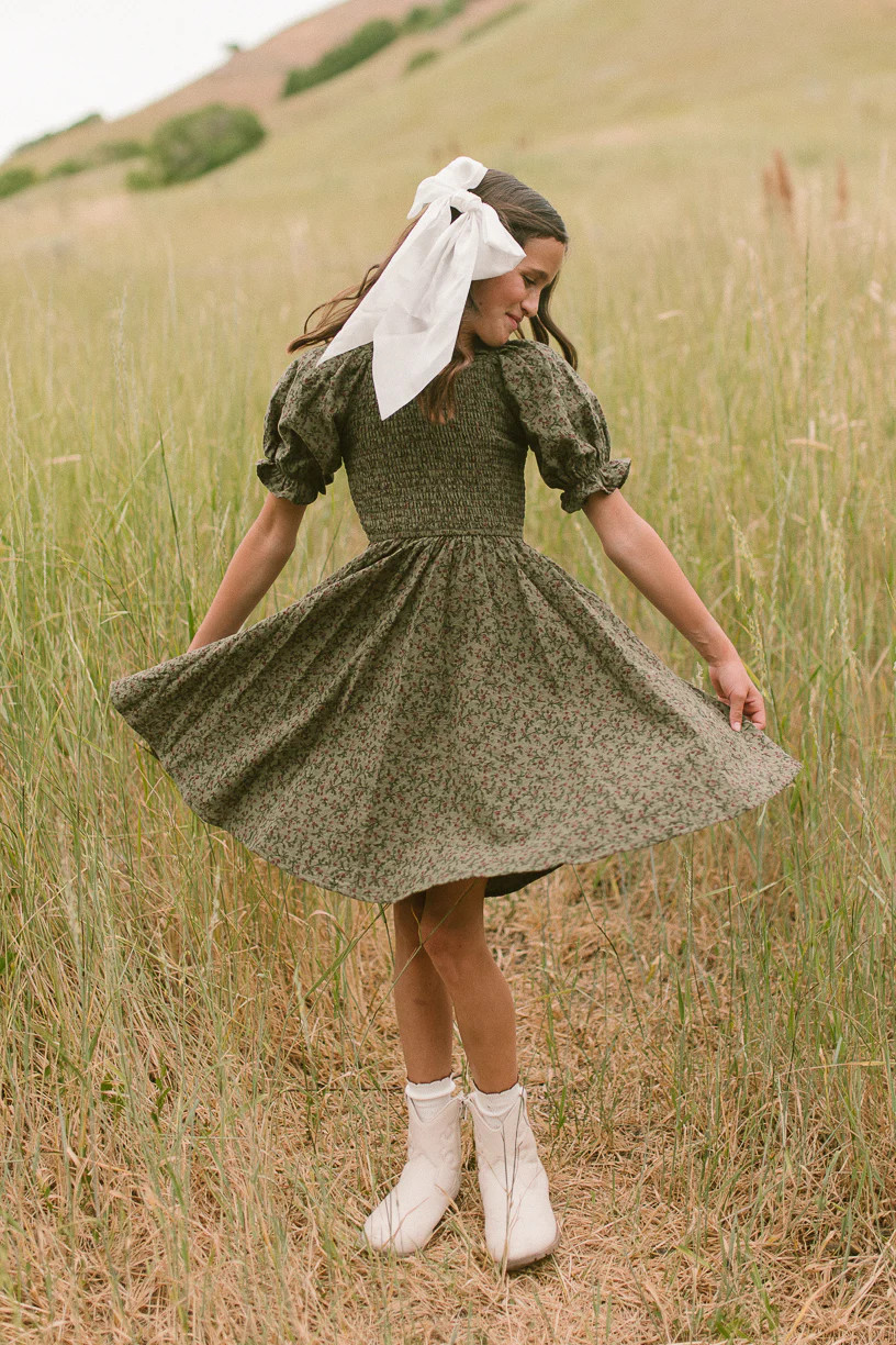 Mini Teagan Dress in Green Floral | Ivy City Co