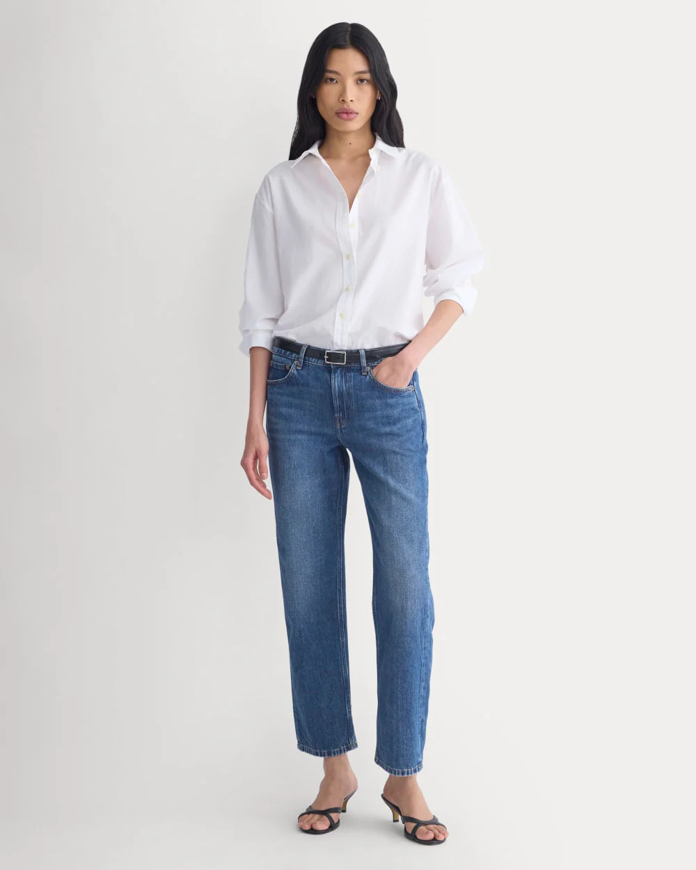 Everlane Low-Rise Straight Jean In Dark Indigo, Size 27, Cotton | Everlane