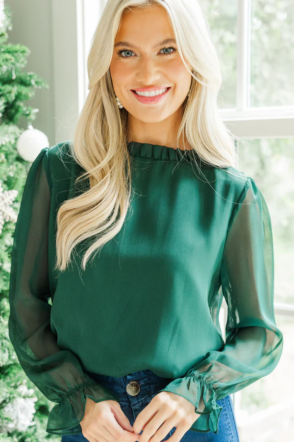 Dream Of The Day Emerald Blouse | The Mint Julep Boutique
