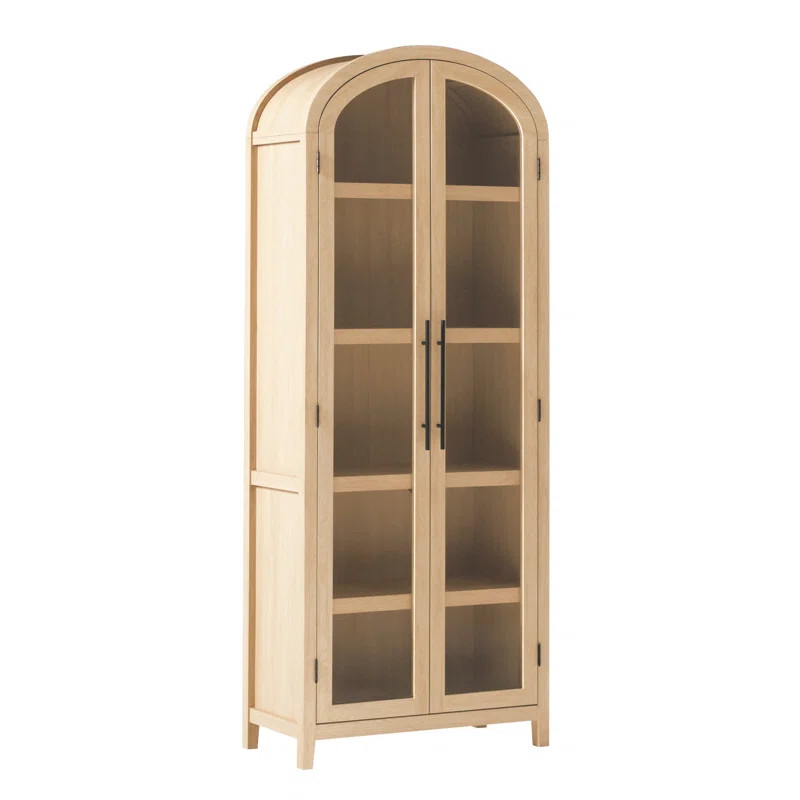 Ridunel Modern Arched Standard Bookcase with Glass Doors | Wayfair North America