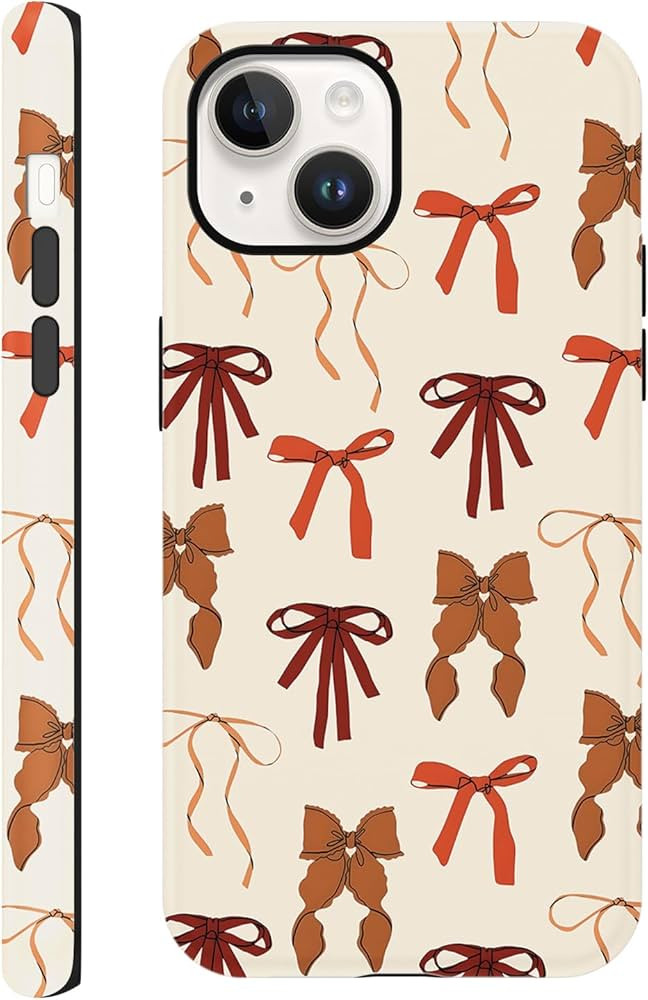 Cute Fall Bow Phone Case for iPhone 13 / iPhone 14 Case 6.1", Brown Autumn Coquette Ribbon Bowkno... | Amazon (US)