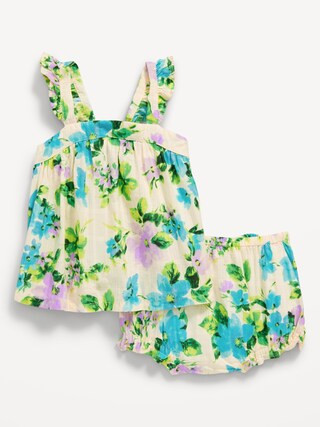 Sleeveless Ruffled Dobby Top and Bloomer Shorts for Baby | Old Navy (US)