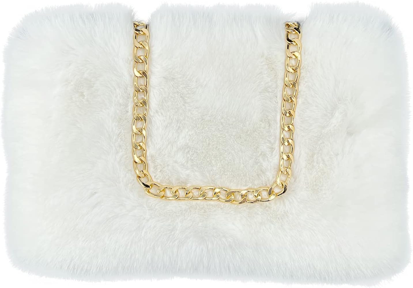 FHQHTH Faux Fox Fur Purse Fuzzy Handbags for Women Evening Handbags Al alloy Shoulder Strap | Amazon (US)