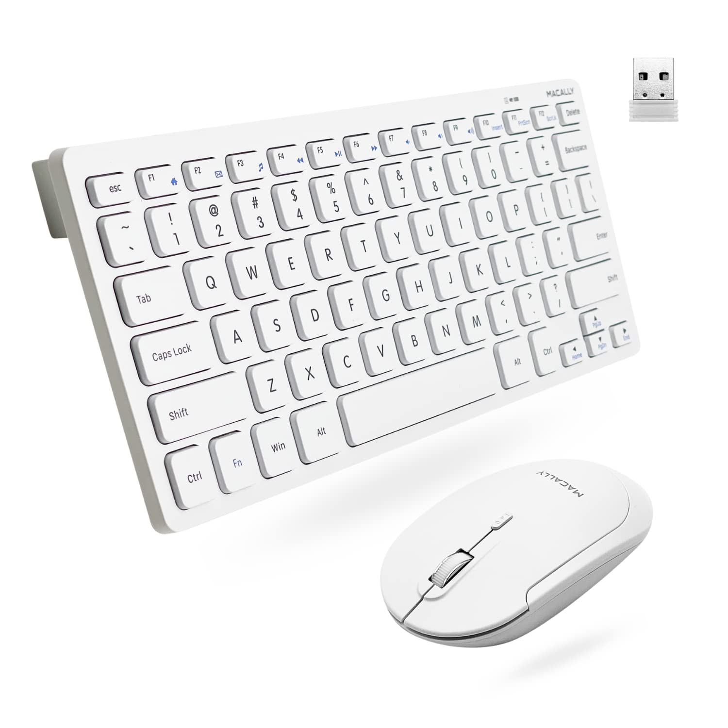 Macally Small Wireless Keyboard and Mouse Combo - Essential Work Duo - 2.4G White Keyboard and Mo... | Amazon (US)