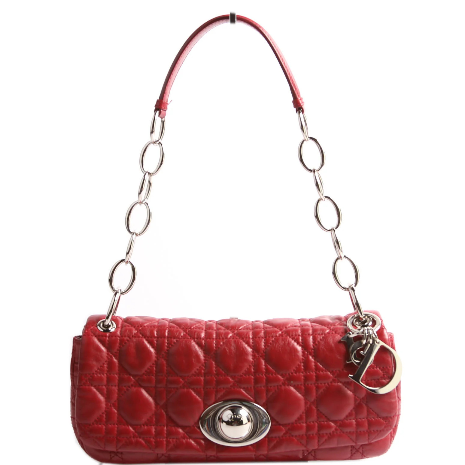 Rendezvous Small Flap Bag Cannage Lambskin Red | Keeks Designer Handbags