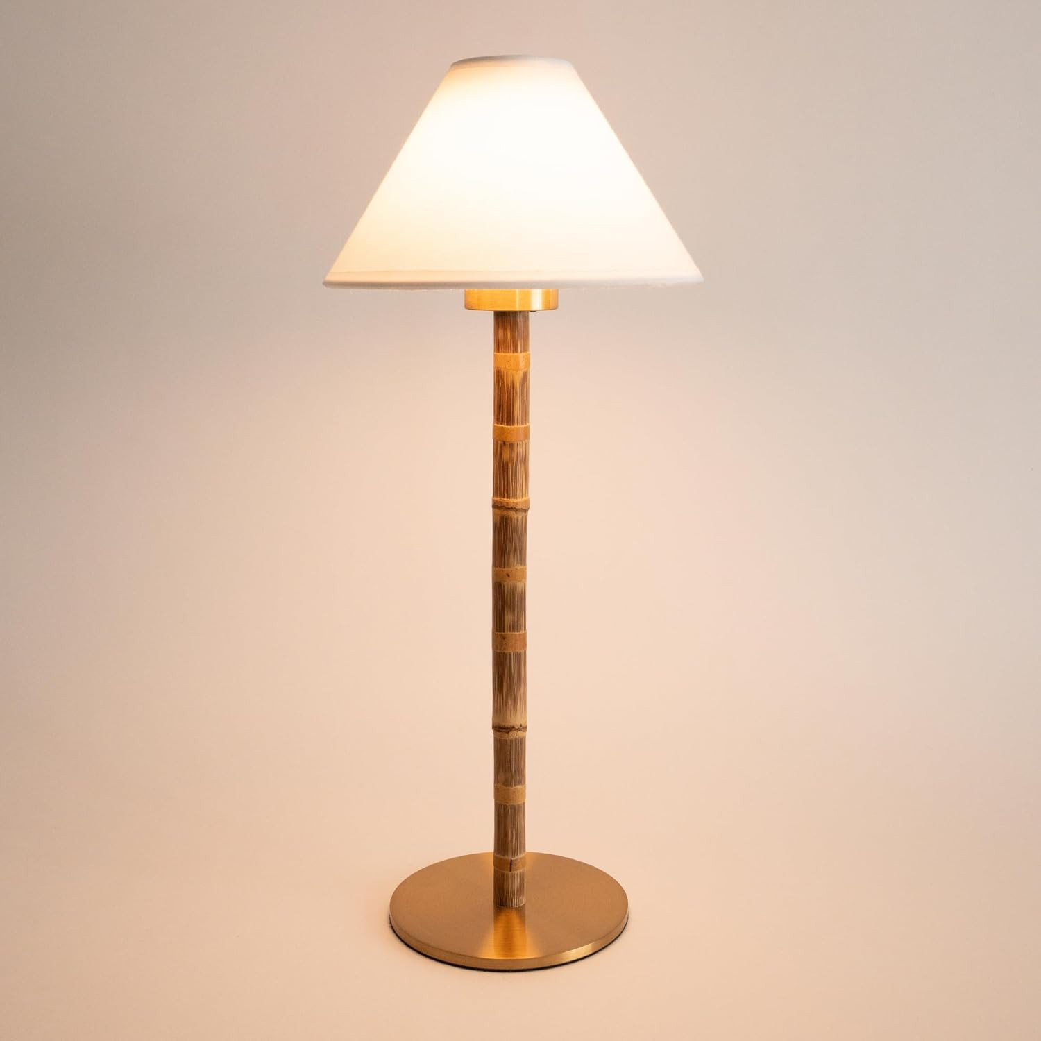 Bamboo Cordless LED Table Lamp – Rechargeable 24-Hour Battery, Dimmable Warm Light, 15" Portabl... | Amazon (US)