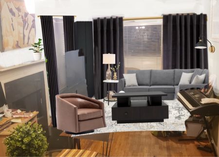 Modern living room with dark gray drapery 

#LTKFind #LTKhome