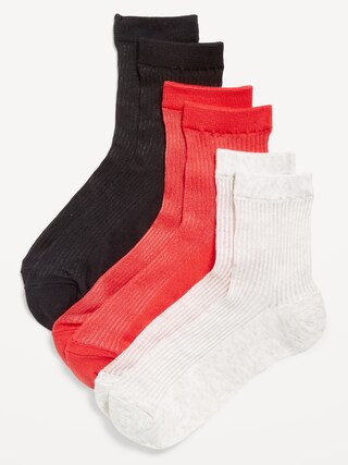 Sheer Stripe Quarter Crew Socks 3-Pack for Women | Old Navy (US)