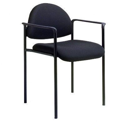 Fabric Modern Stacking Chair Black with Arms - Boss Office Products: Vinyl Upholstery, Metal Frame | Target