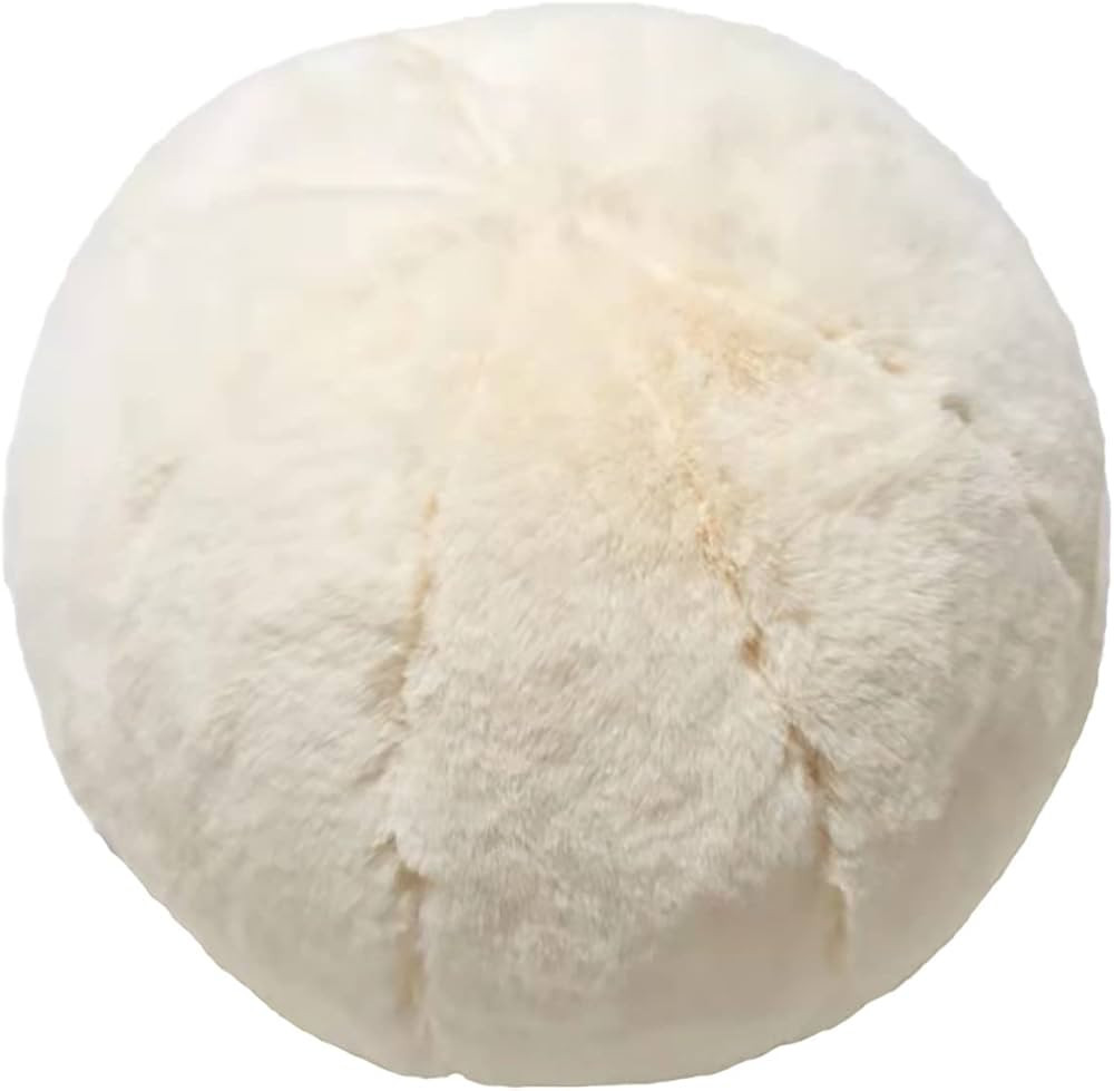 Imitation Rabbit Fur Ball Pillow. Stylish Round Throw Pillow. Super Soft Sofa Pillow. (White) | Amazon (US)