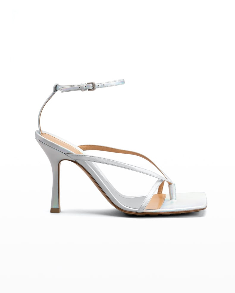 Bottega Veneta Multi Strap Iridescent Stretch High-Heel Sandals | Neiman Marcus