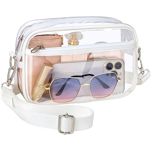 PACKISM Clear Bag for Stadium Events - Clear Purses for Women Stadium Crossbody Approved with Wide Adjustable Strap for Game Day Concerts Sports Festivals, White | Amazon (US)