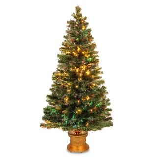 5 Ft Fiber Optic Evergreen Artificial Christmas Tree, Gold Base & Firework Lighting By National Tree | Michaels Stores
