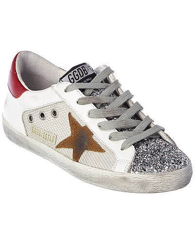 Golden Goose Superstar Leather-Trim Sneaker | Gilt