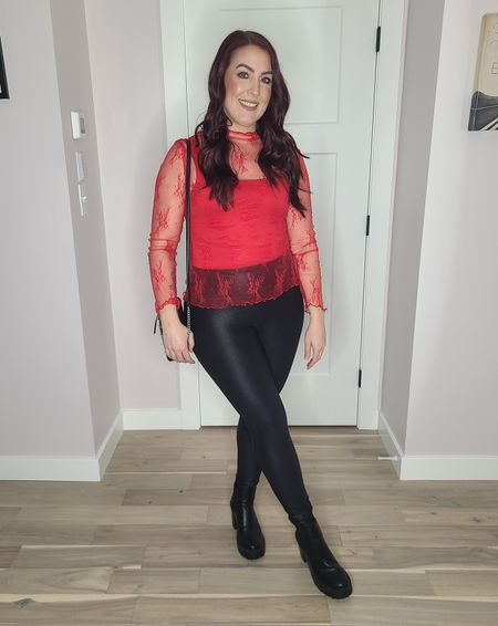 OOTD from a couple of weeks ago when we went out to celebrate Valentine's Day! We went to @gianarestaurant and had another amazing dinner! I have this Abercrombie dupe lace top in a few colors and saw it on an @amazon daily deal. I thought the red lace would be fitting for the occasion and paired it with a red bodysuit and the infamous Spanx dupes from @amazon as well. I figured chunky chelsea boots would look cute and chose my @fabfitfun x @rebeccaminkoff bag to complete the look.  

#LTKmidsize #LTKfindsunder50 #LTKsalealert